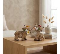 Garden Greatness Duo Highland Cow Floral Ornament Set