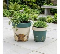 Garden Greatness Duo Highland Cow Planter Pot Set Garden Greatness Multicolor