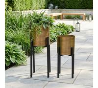 Garden Greatness Duo Iron Planter Pots with Stand Garden Greatness Multicolor