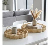 Garden Greatness Duo Natural Paperrope Flower Tray Set in Beige | Size: 2 Pack Garden Greatness Beige 2 Pack