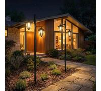 Garden Greatness Duo Solar Powered Dual Lantern Lamp Posts in Black Garden Greatness Black