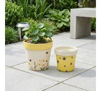 Garden Greatness Duo Welcome Bee Motif Planter Pot Set Garden Greatness Multicolor