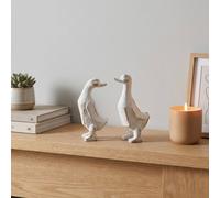 Garden Greatness Duo White Washed Wooden Ducks | Size: 2 Pack Garden Greatness White 2 Pack