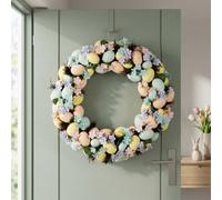 Garden Greatness Easter Egg Wreath With Pastel Spring Flowers () Door Accent