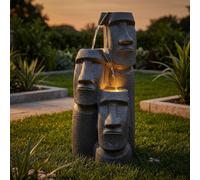 Garden Greatness Easter Island Falls Solar Garden Water Feature in Grey | Size: 1 Pack Garden Greatness Grey 1 Pack