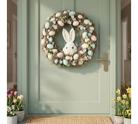 Garden Greatness Easter Wreath with Pastel Eggs & White Rabbit | Size: 1 Pack Garden Greatness Multicolor 1 Pack