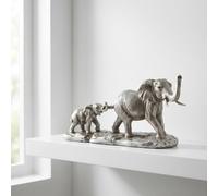 Garden Greatness Elephant & Baby Decorative Ornament in Silver | Size: 1 Pack Garden Greatness Silver 1 Pack