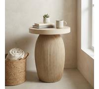 Garden Greatness Evie Round Slat Natural Side Table in Beige | Size: 1 Pack Garden Greatness Beige 1 Pack