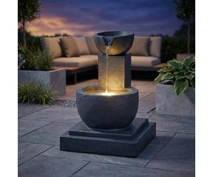 Garden Greatness Fengshui Falls Hybrid Solar Garden Water Feature in Dark Grey | Size: 1 Pack Garden Greatness Dark Grey 1 Pack