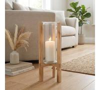 Garden Greatness Glass Hurricane on Wood Stand Lantern in Brown | Size: 2 Pack Garden Greatness Brown 2 Pack