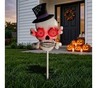 Garden Greatness Glowing Skull Halloween Stake Light