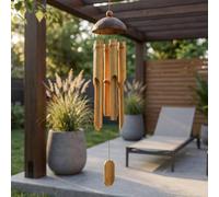 Garden Greatness Hanging Carved Bamboo Wind Chime in Natural | Size: 1 Pack Garden Greatness Natural 1 Pack