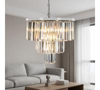 Garden Greatness Hanging Chrome Prism Drop Cascade Chandelier