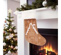 Garden Greatness Hanging Velvet Gingerbread Stocking in Brown | Size: 1 Pack Garden Greatness Brown 1 Pack