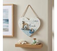 Garden Greatness Hanging Wooden Coastal Heart Beach