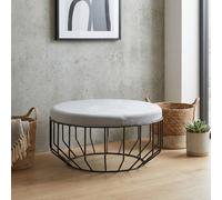 Garden Greatness Hayes Round Grey Velvet Footstool Garden Greatness Grey