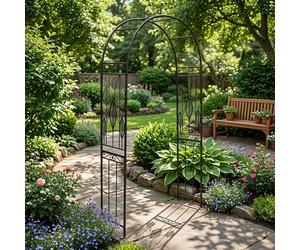 Garden Greatness Helix Rustic Leaf Outdoor Garden Arch in Brown Garden Greatness Brown