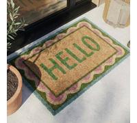 Garden Greatness Hello Scallop Printed Coir Doormat | Size: 45 cm x 75 cm Garden Greatness Multicolor 45 cm x 75 cm