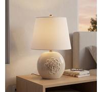 Garden Greatness Hestia Ceramic Floral Table Lamp in White Garden Greatness White