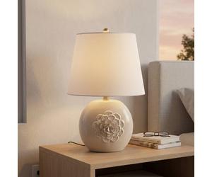 Garden Greatness Hestia Ceramic Floral Table Lamp in White Garden Greatness White