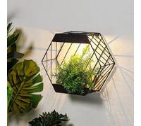 Garden Greatness - Hexagonal Wall Planter Solar Light, Outdoor Decorative Lighting for Patio, Porch, Garden