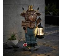 Garden Greatness Highland Cow Holding Lantern Solar Ornament in Brown | Size: 1 Pack Garden Greatness Brown 1 Pack
