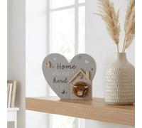 Garden Greatness Highland Cow Home Heart Plaque