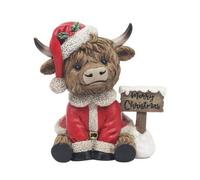 Garden Greatness Highland Cow With Merry Christmas Sign in Brown | Size: 1 Pack Garden Greatness Brown 1 Pack