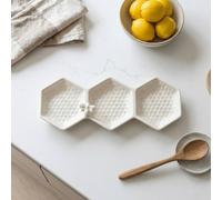 Garden Greatness Honeycomb Bee 3 Section Dip Dish in White | Size: 1 Pack Garden Greatness White 1 Pack