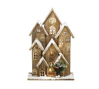 Garden Greatness Large Light Up Wooden Christmas Houses in Brown | Size: 1 Pack Garden Greatness Brown 1 Pack