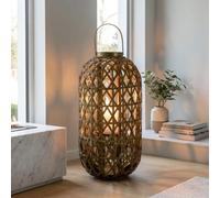 Garden Greatness Large Oval Bamboo Led Lantern Glass