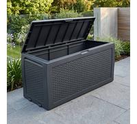 Garden Greatness Large Rattan Look Outdoor Storage Box in Grey Garden Greatness Grey