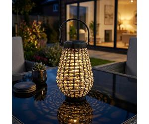 Garden Greatness Large Relica Solar Woven Rattan Lantern