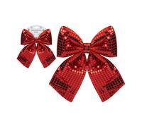Garden Greatness Large Shiny Disco Red Bow Decoration in Silver | Size: 1 Pack Garden Greatness Silver 1 Pack