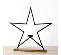 Garden Greatness Large Star Tealight Holder Wooden Base in Black | Size: 1 Pack Garden Greatness Black 1 Pack