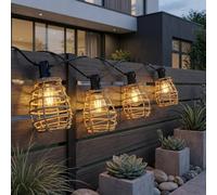 Garden Greatness Lumi 10 Pack Rattan Solar String Lights in Natural Garden Greatness Natural