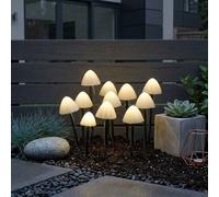 Garden Greatness Lumi 10 Pack Solar Mushroom Stake Lights in Natural Garden Greatness Natural 10 Pack
