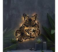 Garden Greatness Lunaria 3 Butterfly Solar Wall Art Light Garden Greatness Multicolor