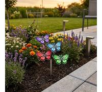 Garden Greatness Lunaria Four Butterfly Solar Garden Stake Lights | Size: 4 Pack Garden Greatness Multicolor 4 Pack