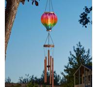 Garden Greatness Lunaria Hanging Solar Hot Air Balloon Wind Chime in Natural | Size: 1 Pack Garden Greatness Natural 1 Pack