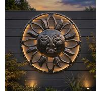 Garden Greatness Lunaria Iron Sun Solar Wall Light in Bronze | Size: 1 Pack Garden Greatness Bronze 1 Pack