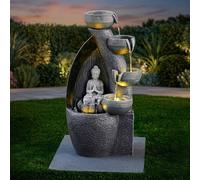 Garden Greatness Lunaria LED Buddha Serenity Water Feature in Grey | Size: 1 Pack Garden Greatness Grey 1 Pack