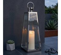 Garden Greatness Lunaria Tapered Classic Steel Candle Lantern in Silver Garden Greatness Silver