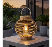 Garden Greatness Lunaria Terra Rattan Solar Garden Lantern in Natural Garden Greatness Natural