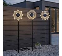 Garden Greatness Lunaria Triple Bloom Solar Stake Lights in Natural | Size: 3 Pack Garden Greatness Natural 3 Pack