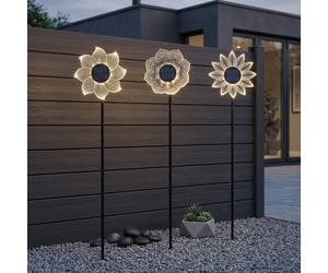 Garden Greatness Lunaria Triple Bloom Solar Stake Lights in Natural | Size: 3 Pack Garden Greatness Natural 3 Pack