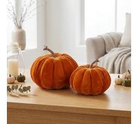 Garden Greatness Luxurious Orange Velvet Pumpkin Decor Set