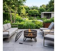 Garden Greatness Miel Contemporary Honeycomb Design Deepbowl Firepit in Black | Size: 1 Pack Garden Greatness Black 1 Pack