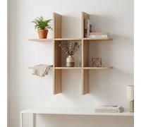 Garden Greatness Modern Oak Cross Wall Shelf Unit