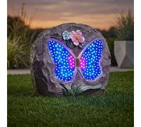 Garden Greatness Papillon Animated Solar Garden Rock Light in Grey | Size: 1 Pack Garden Greatness Grey 1 Pack
